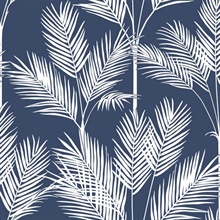 Navy Blue King Palm Leaf Silhouette Wallpaper