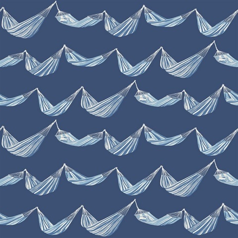 Navy Blue, Light Blue & White Coastal Seabreeze Hammocks Wallpaper