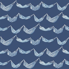 Navy Blue, Light Blue & White Coastal Seabreeze Hammocks Wallpaper