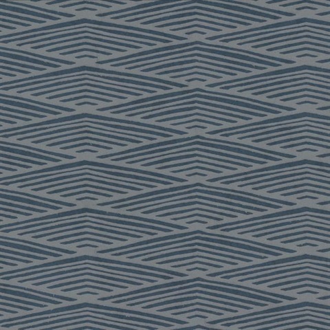 Navy Blue Lofty Peaks Geometric Diamonds Wallpaper