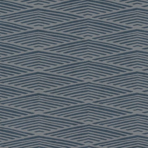 Navy Blue Lofty Peaks Geometric Diamonds Wallpaper