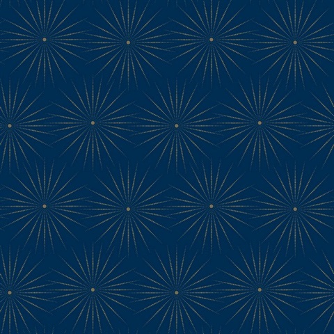 Navy Blue & Pewter Starlight Modern Metallic Sunburst Dots