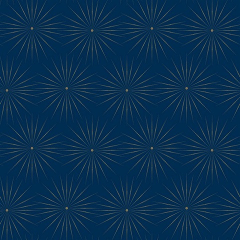 Navy Blue & Pewter Starlight Modern Metallic Sunburst Dots