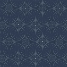 Navy Blue & Silver Starlight Modern Metallic Sunburst Dots