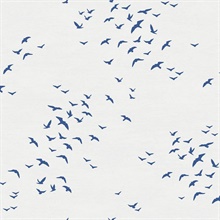 Navy Blue &amp;amp; White Coastal Birds FLying South Wallpaper