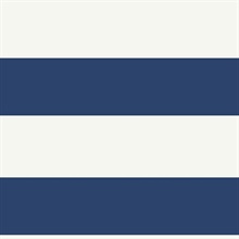 Navy Blue & White Commercial Beach Stripe Wallpaper