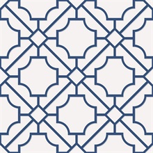 Navy Blue &amp; White Lattice Geometric Wallpaper