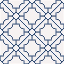 Navy Blue &amp; White Lattice Geometric Wallpaper