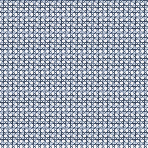 Navy Blue & White Wicker Screen Textured Wallpaper