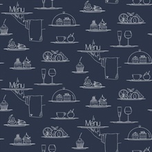 Navy Cafe Chalkboard Menu Illustration Wallpaper