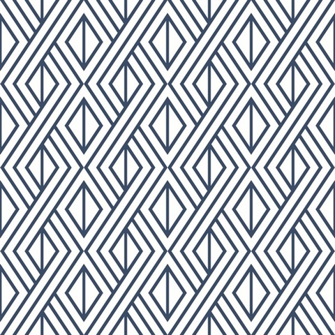 Geometric Navy Diamond Geometric Navy & White Peel and Stick Wallpaper