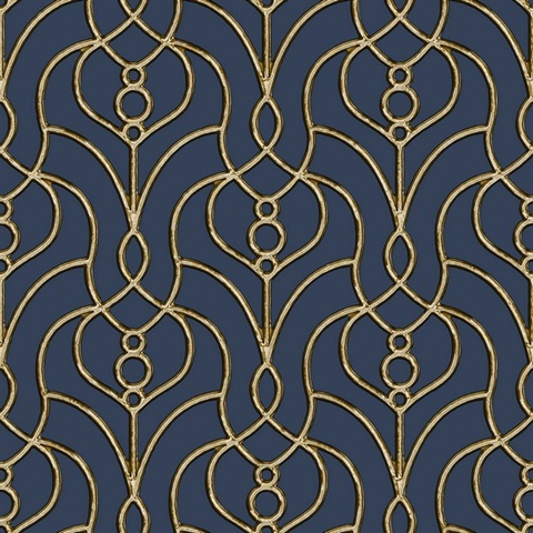 Navy Divine Trellis Wallpaper