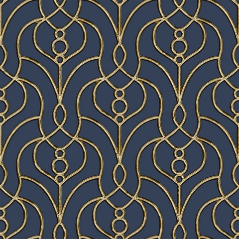 Navy Divine Trellis Wallpaper