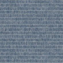 Navy Faux Grass Horizontal Stripe Wallpaper