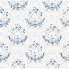 Navy Georgiana Navy Tearose Floral Wallpaper