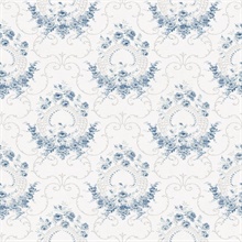 Navy Georgiana Navy Tearose Floral Wallpaper