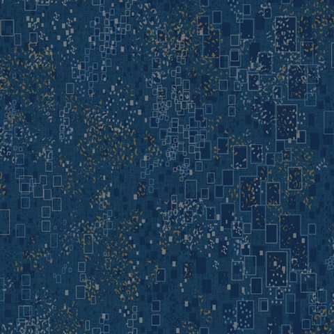 Navy Gilded Confetti Geometric Rectangle  Wallpaper