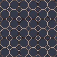 Navy & Gold Geometric Hexagon Bee Hive Wallpaper