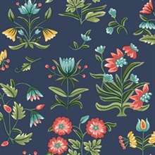 Navy Heirloom Floral Peel &amp; Stick Wallpaper