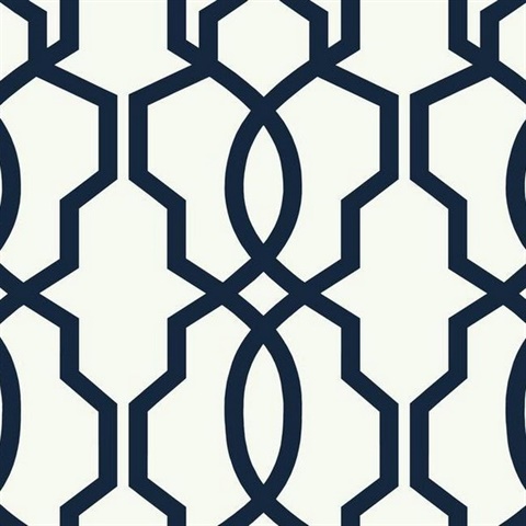 Navy Hourglass Trellis Geometric Wallpaper