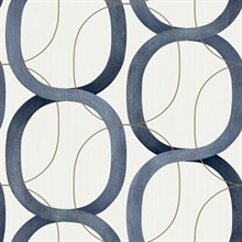 Navy Interlock Geometric Chain Trellis Wallpaper