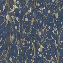 Navy Marbled Endpaper Peel and Stick Wallpaper