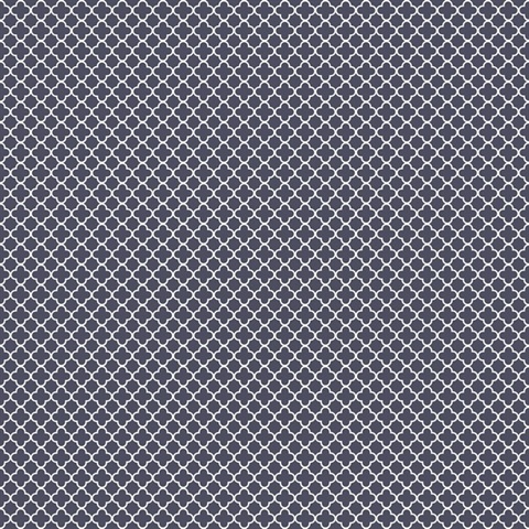 Navy Medallion Quatrefoil Clover Wallpaper