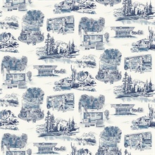 Navy Modern Vista Toile Wallpaper