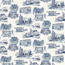 Navy Modern Vista Toile Wallpaper