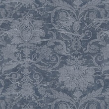 Navy Rochester Large Damask Wallpaper