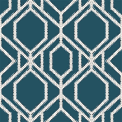 Navy Sawgrass Trellis Geometric Hexagon Wallpaper