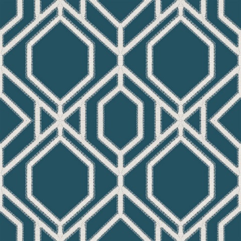 Navy Sawgrass Trellis Geometric Hexagon Wallpaper