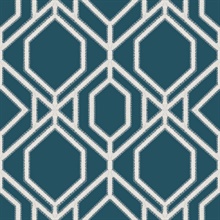 Navy Sawgrass Trellis Geometric Hexagon Wallpaper