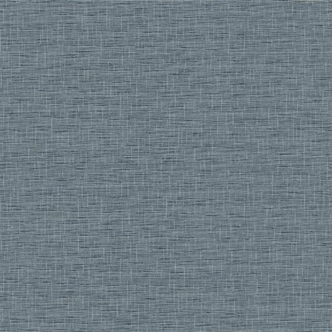 Navy Silk Faux Linen Weave Wallpaper