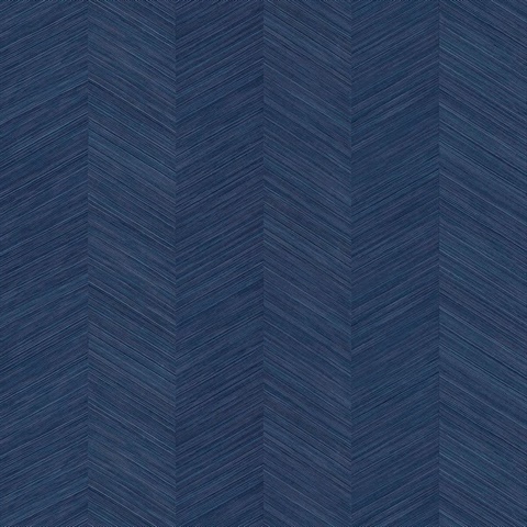 Navy Sisal Vertical Chevron Stripe Wallpaper