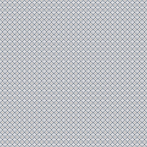 Navy Small Leaf Dot Spot Wallpaper