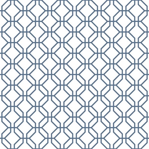 Navy Trellis Geometric  Positive Wallpaper