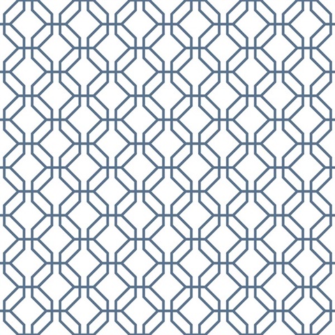 Navy Trellis Geometric  Positive Wallpaper
