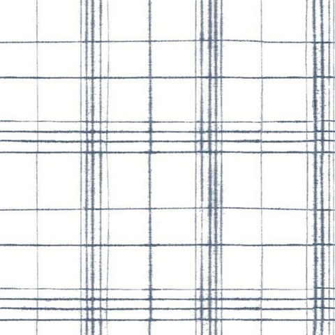 Navy & White Farmhouse Plaid Wallpaper