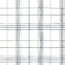 Navy &amp; White Farmhouse Plaid Wallpaper