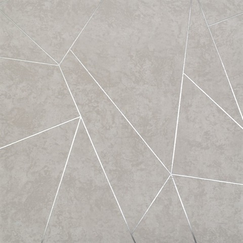 Light Grey & Silver Geometric Quadrilateral Wallpaper