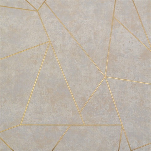 Neutral &amp; Gold Geometric Quadrilateral Wallpaper