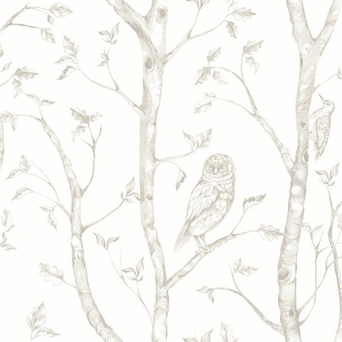 Neptune Taupe Forest Wallpaper