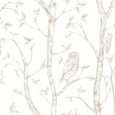 Neptune Taupe Forest Wallpaper