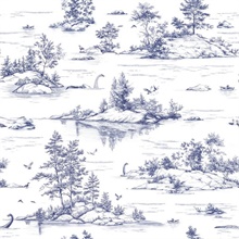 Nessie Novelty Toile Blue Peel and Stick Wallpaper