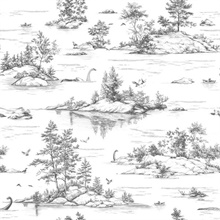 Nessie Novelty Toile Grey Peel and Stick Wallpaper
