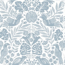 Nestle Blue Bird Block Print Wallpaper