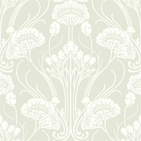 Neutral 1920s Textured Nouveau Damask