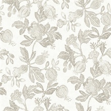 Neutral Beach Rose Floral & Fruit Wallpaper