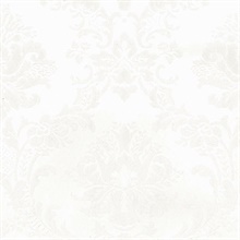Small Floral Damask Pearl White Wallpaper
